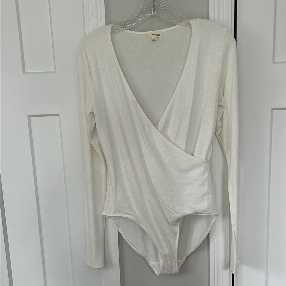 Wilfred Cream Long Sleeve Wrap Bodysuit
